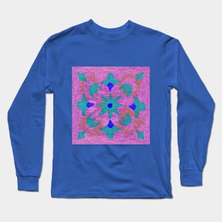 Flower Abstract - Pink and Blue Long Sleeve T-Shirt